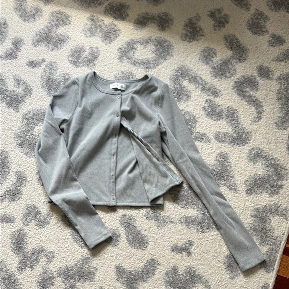Gray Long Sleeve Cardigan